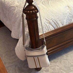 Stylish White and Silver Crossbody Bag